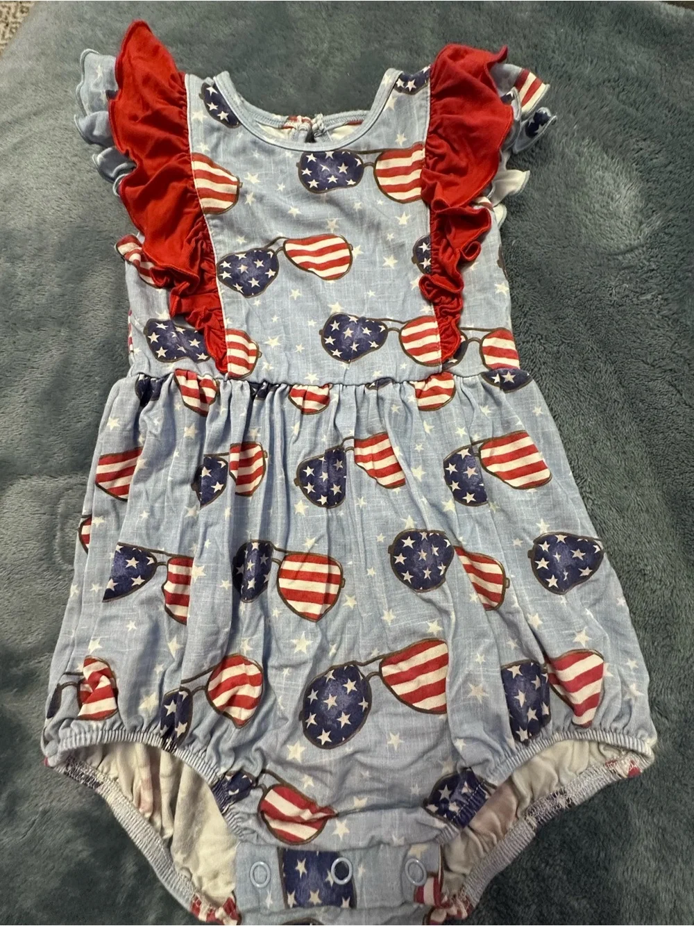 🇺🇸 Caden Lane Patriotic Sunglasses Bubble Romper 12-18M *
